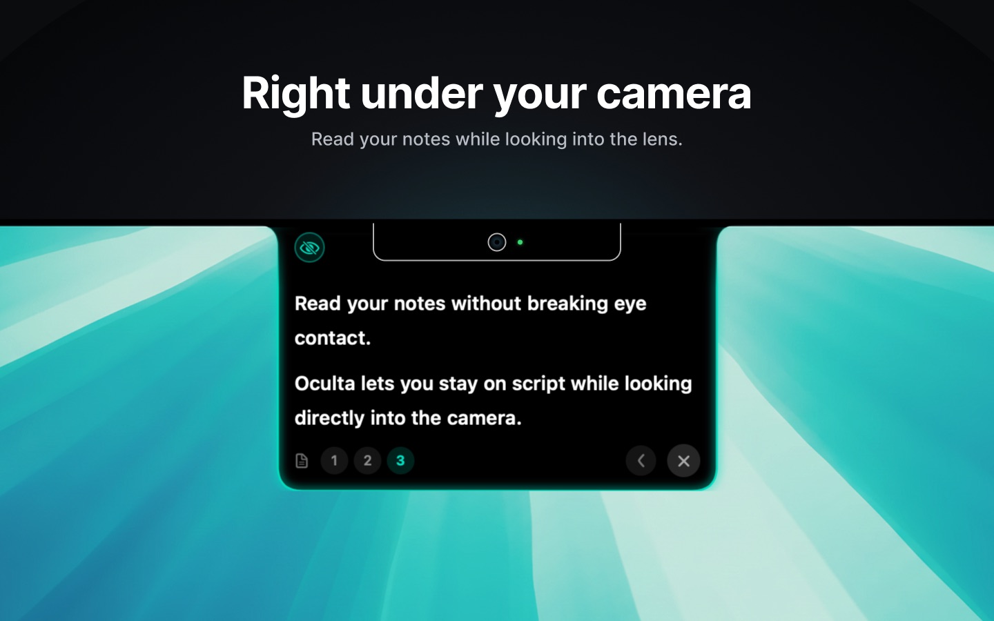 The notes panel sitting directly under the MacBook camera