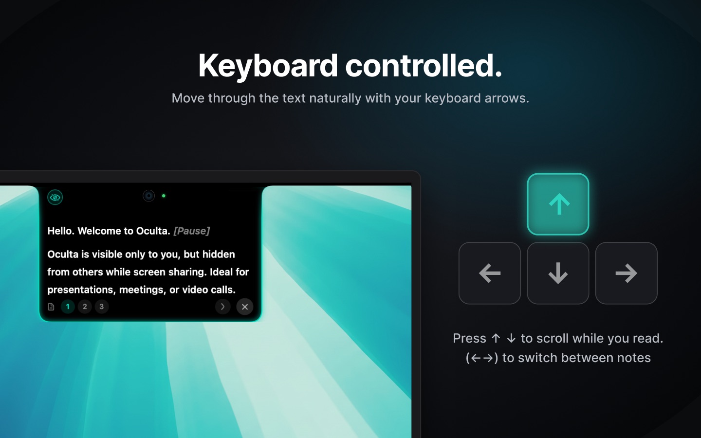Arrow keys scrolling the notes and switching between pages